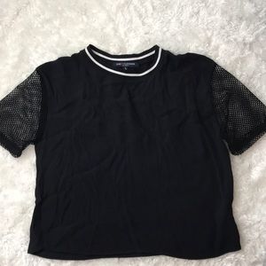 Black top with mesh sleeves
